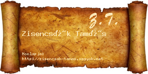 Zisencsák Tamás névjegykártya